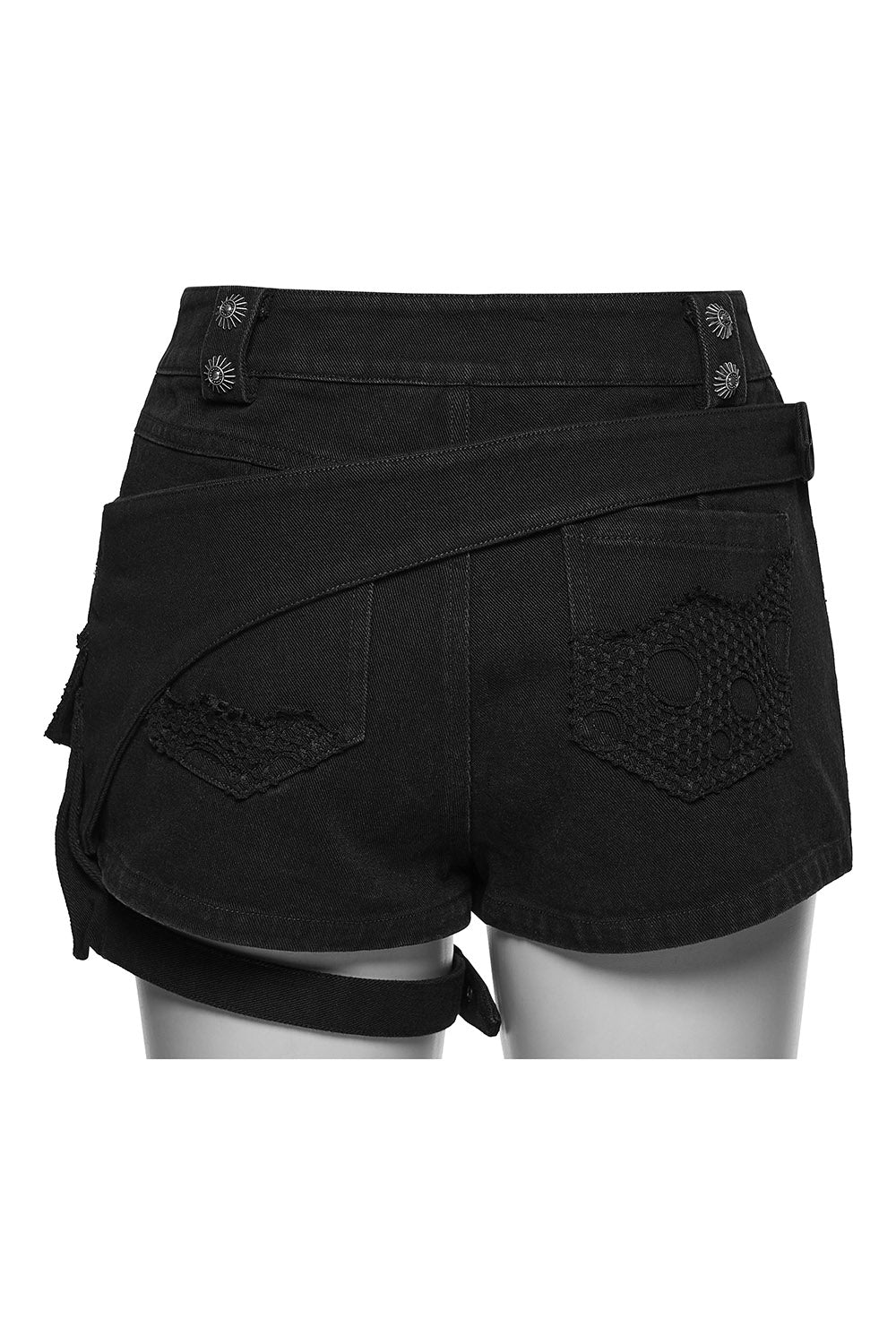 Boneash Shredded Shorts with Thigh Bag